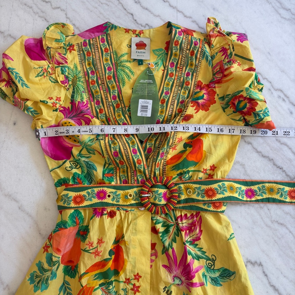 NWT Farm Rio Delicate Fruit Garden Yellow Minidress Small - Picture 11 of 12